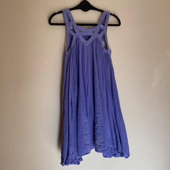Free people purple cutout mini dress small sundress lined 100% cotton - Picture 6 of 7